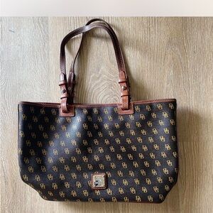 Dooney & Bourke Black and Brown Monogram Tote